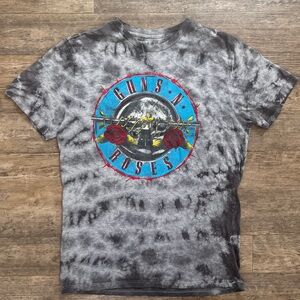 Guns N Roses TShirt Sz Large Gray Tie Dye Graphic Music Rock Band Grunge‎ Casual